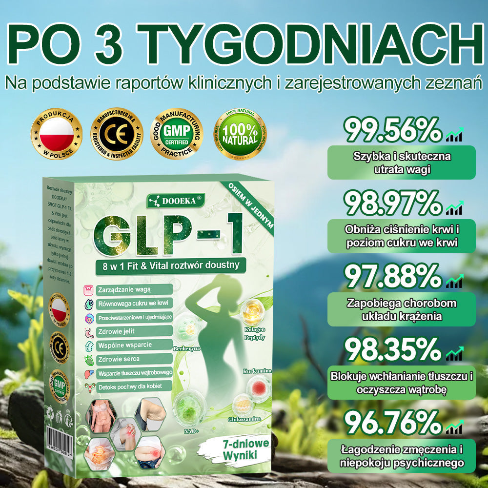 🌿DOOEKA® GLP-1 8 w 1 Fit & Vital roztwór doustny – Raz dziennie, widoczne zmiany w ciągu 7 dni / W przypadku otyłości, zdrowia serca i układu krążenia, cukrzycy, bezdechu sennego, zdrowia jelit, problemów ze stawami i wielu innych🍀🍀