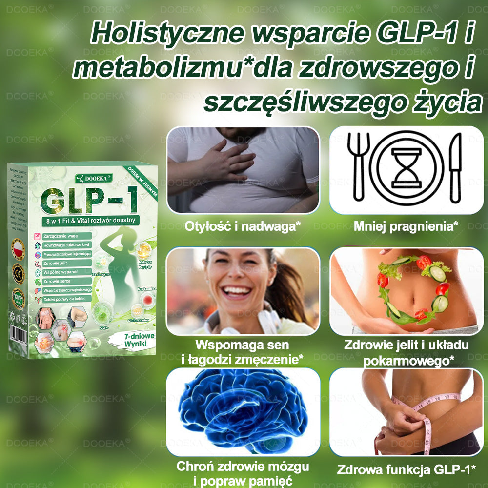 🎁DOOEKA® GLP-1 8 w 1 Fit & Vital roztwór doustny – Raz dziennie, widoczne zmiany w ciągu 7 dni / W przypadku otyłości, zdrowia serca i układu krążenia, cukrzycy, bezdechu sennego, zdrowia jelit, problemów ze stawami i wielu innych