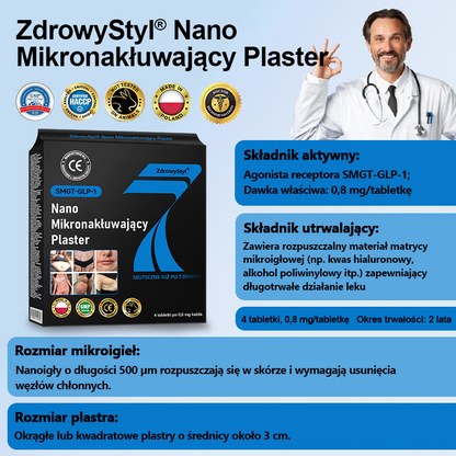 ZdrowyStyl®🌱 Nano Mikronakłuwający Plaster z SMGT-GLP-1 i Matrixyl 3000 – Odchudzanie, Ujędrnianie Skóry, Wsparcie Poziomu Cukru we Krwi, Bez Zastrzyków, Efekty w 7 Dni